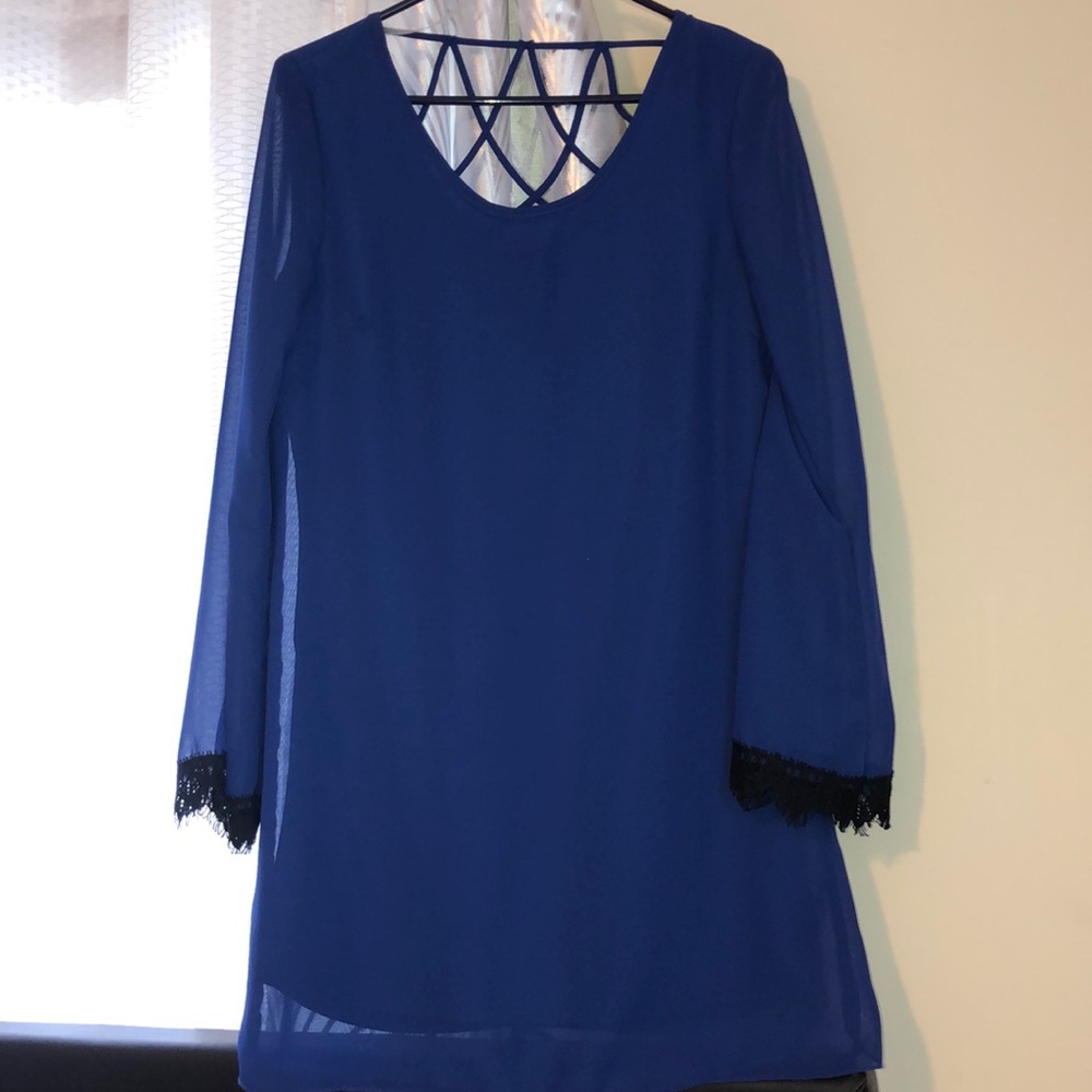 Royal blue sheer dress